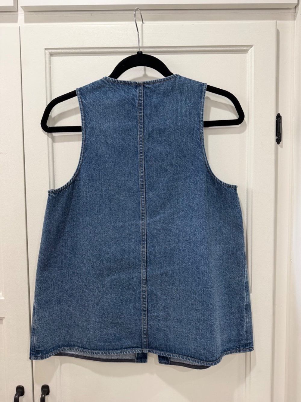 Tibi Spring Denim Slit Front Sleeveless Top Classic Blue Size 4 - Picture 7 of 8